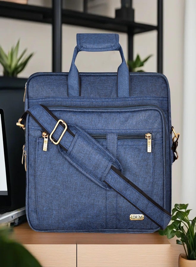 Lorem Blue Color Linen 28L Laptop Messenger Bag For Men BG64 - Image 2
